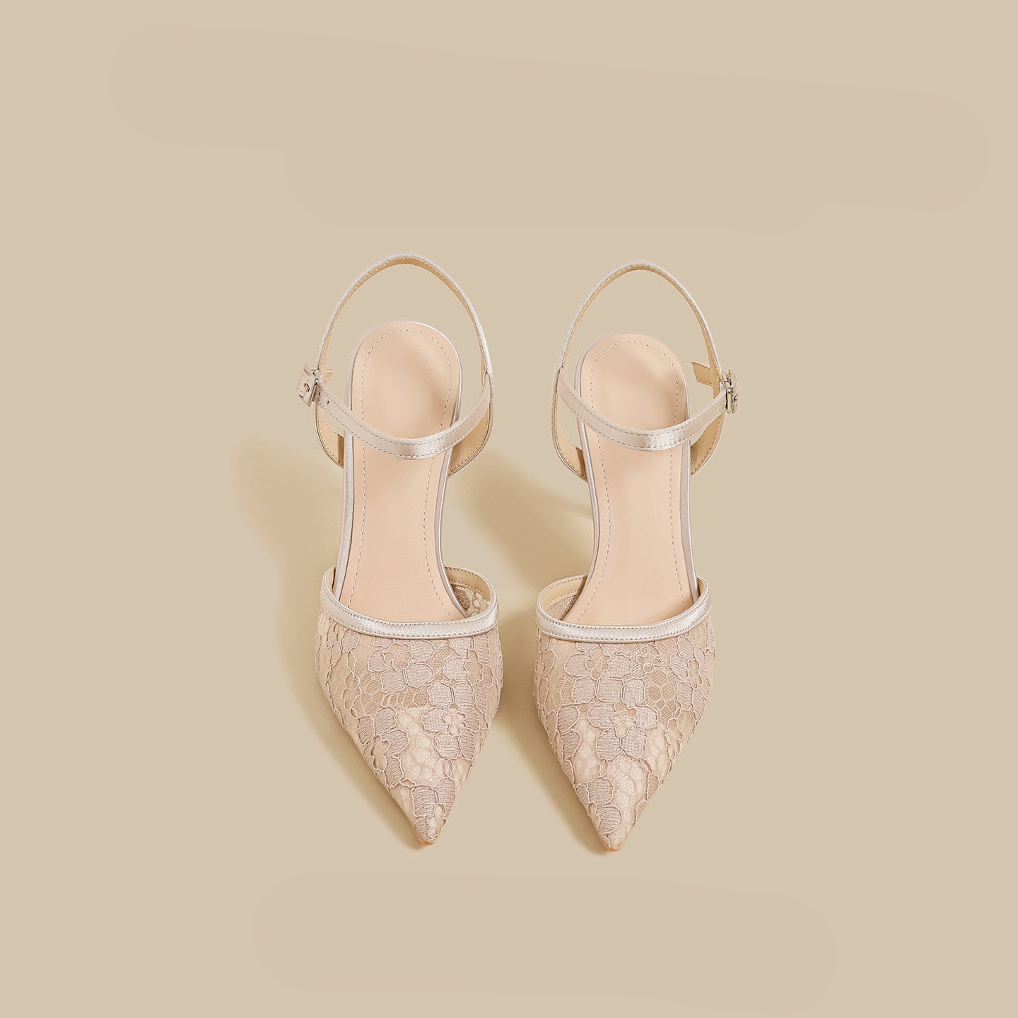 Lace Ankle-Strap Stiletto Heels