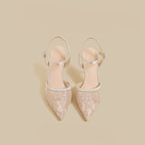 Lace Ankle-Strap Stiletto Heels