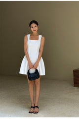 Structured Sleeveless Mini Dress - White