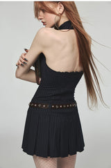 Pleated Halter Dress