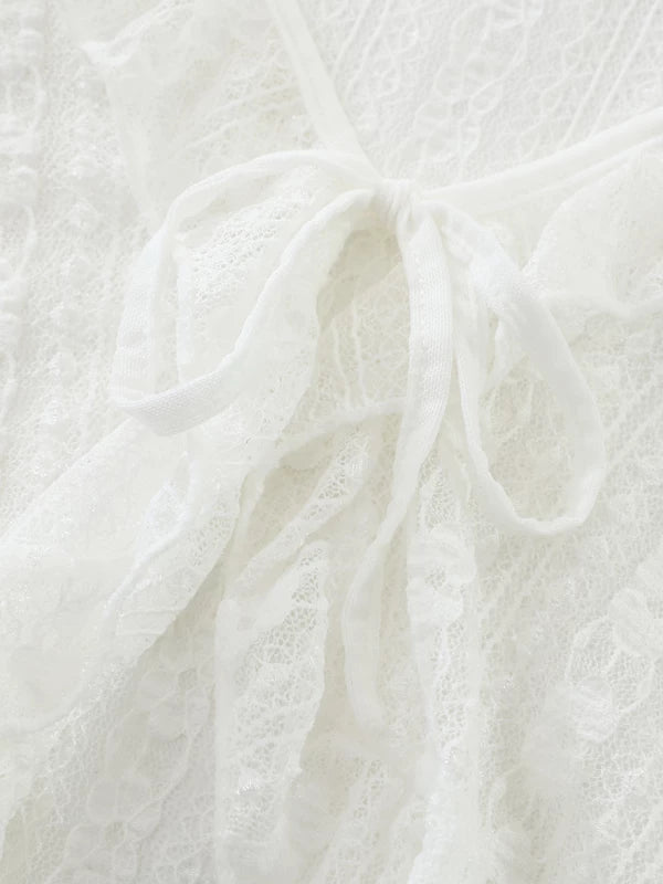 Sheer Lace Tie Cardigan