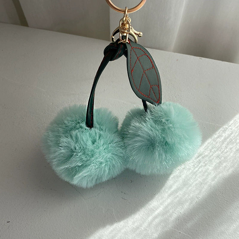 Cherry Pom-Pom Keyring