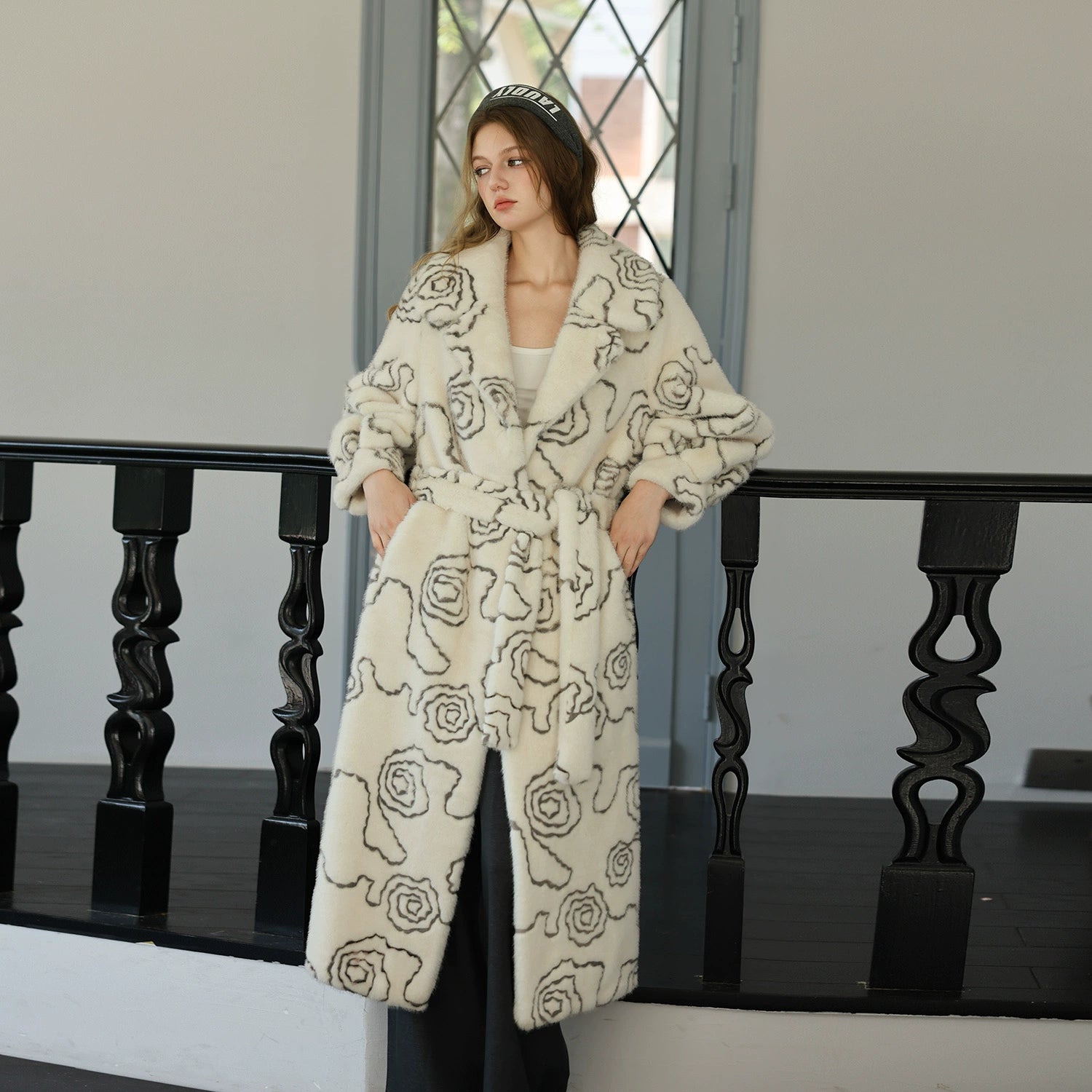 Floral Faux Fur Coat