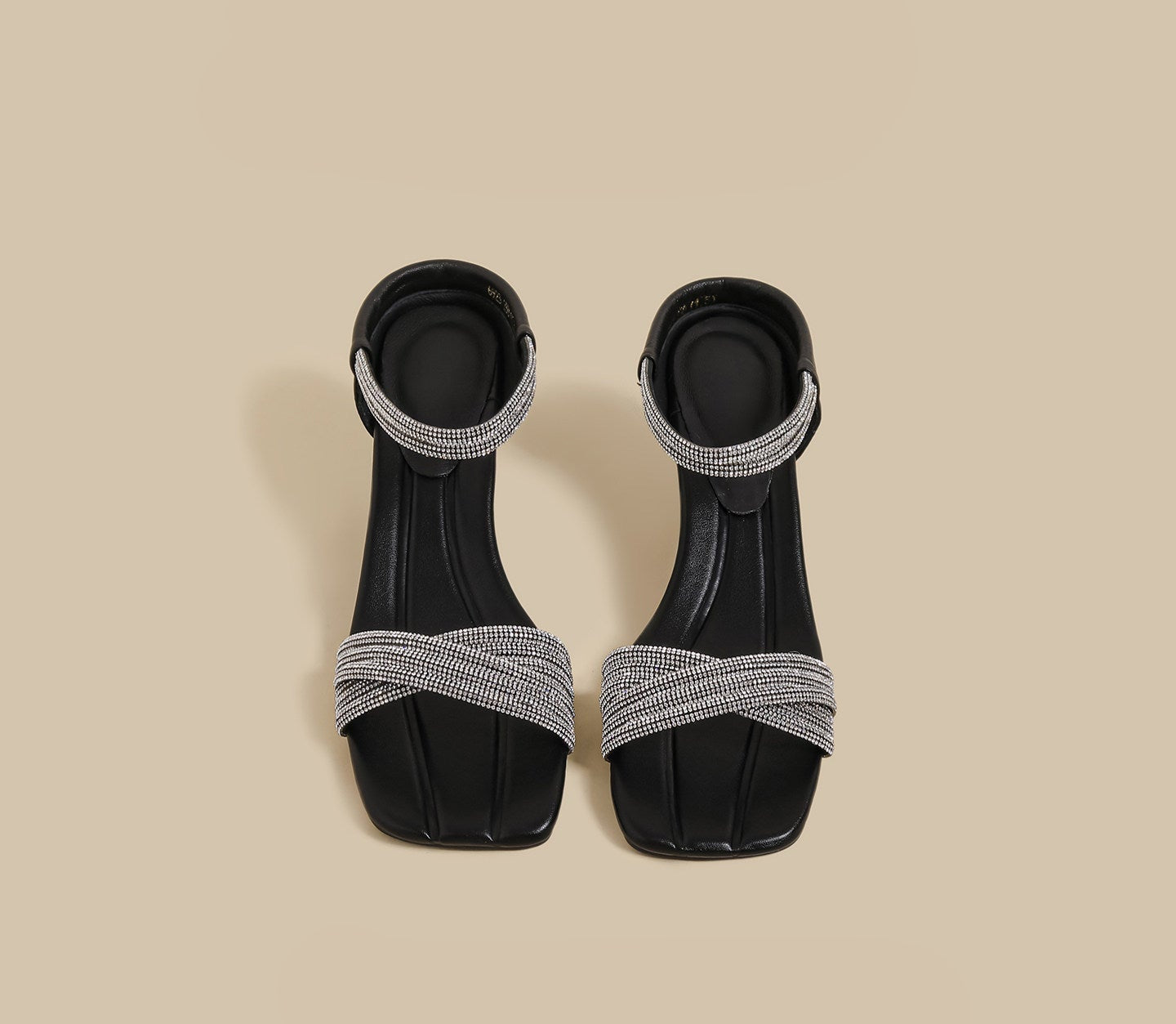 Crystal Strap Mid-Heel Sandals
