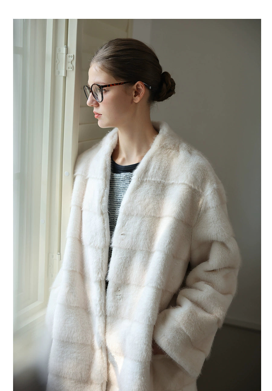 White Silky Fur Coat