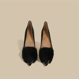 Plush Fur Pointed Heels