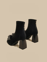 Crystal Bow Boots - Black