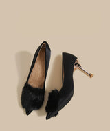 Plush Fur Pointed Heels