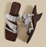 Twist Sculpted Heel Sandals (Silver)