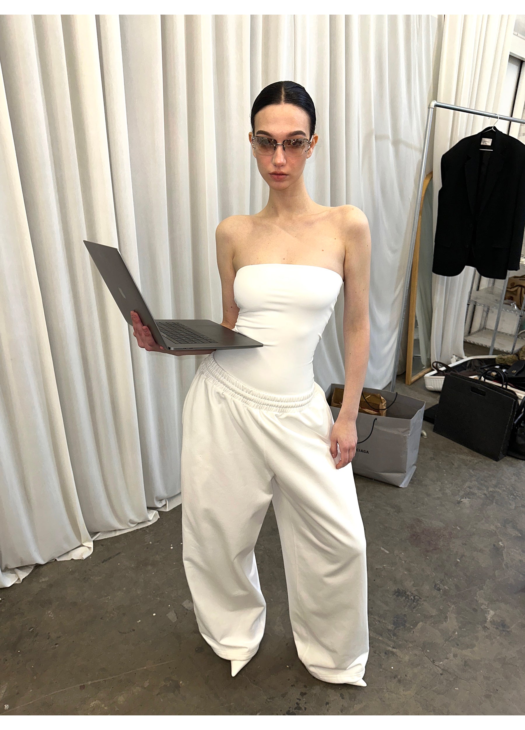 White Bandeau / Sweatpants
