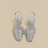Sequin Pointed Slingback Heels