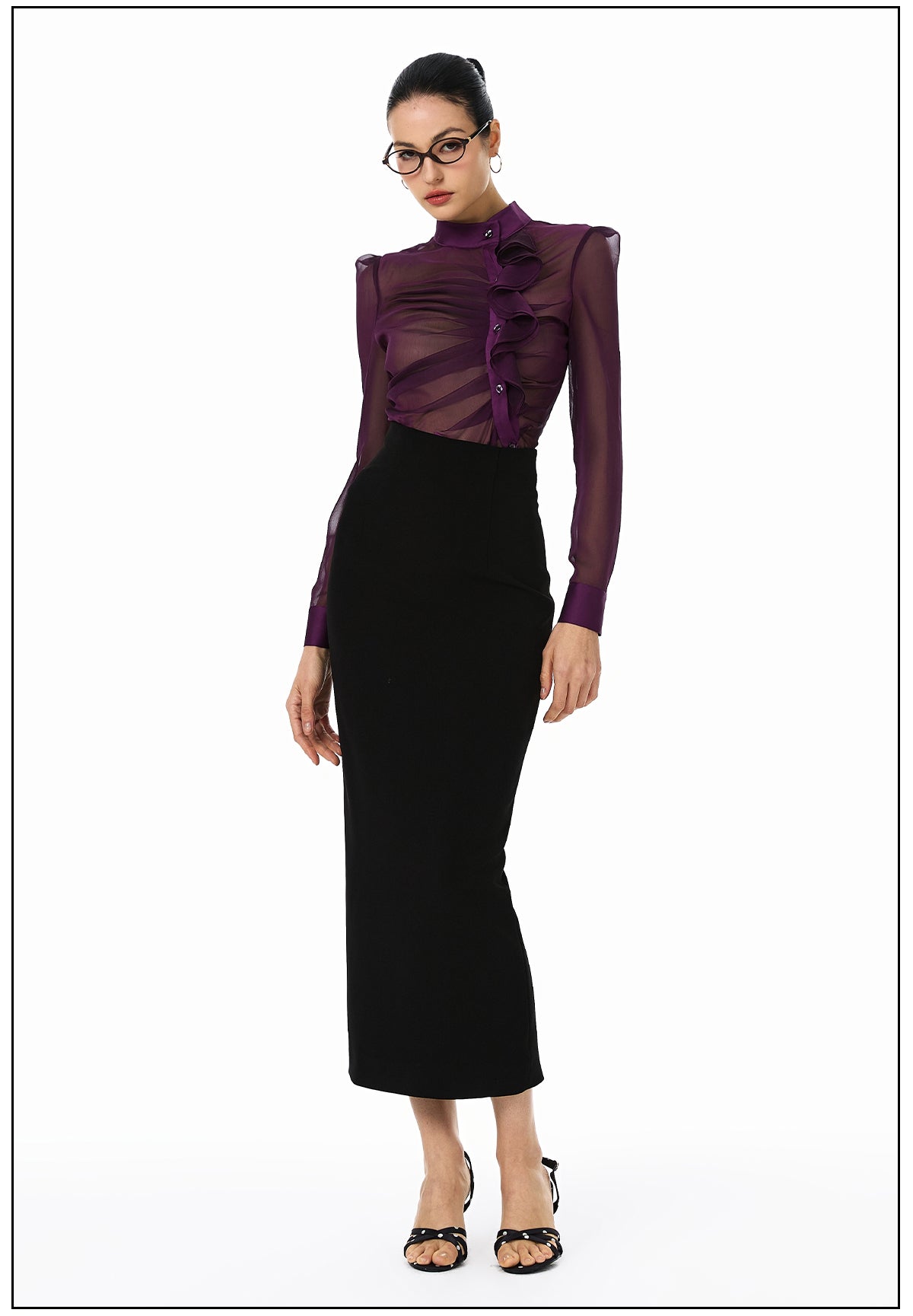 Ruched Sheer Blouse
