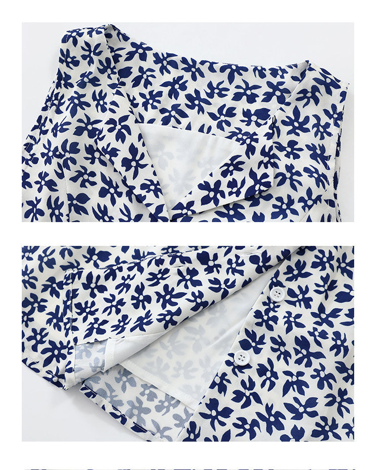 Blue Floral Halter Mini