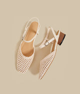 Woven Slingback Flats (Cream)