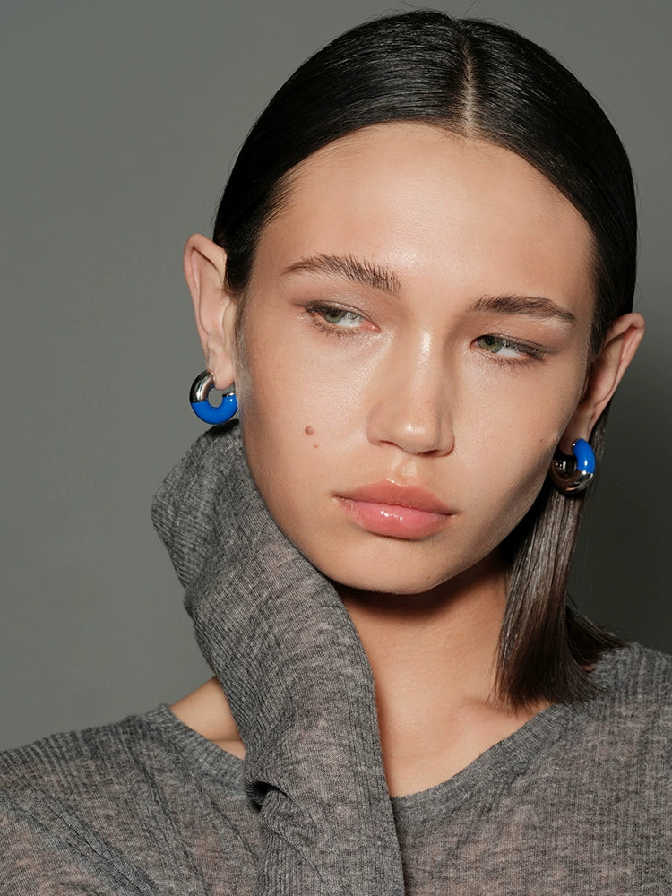 Blue Enamel Earrings