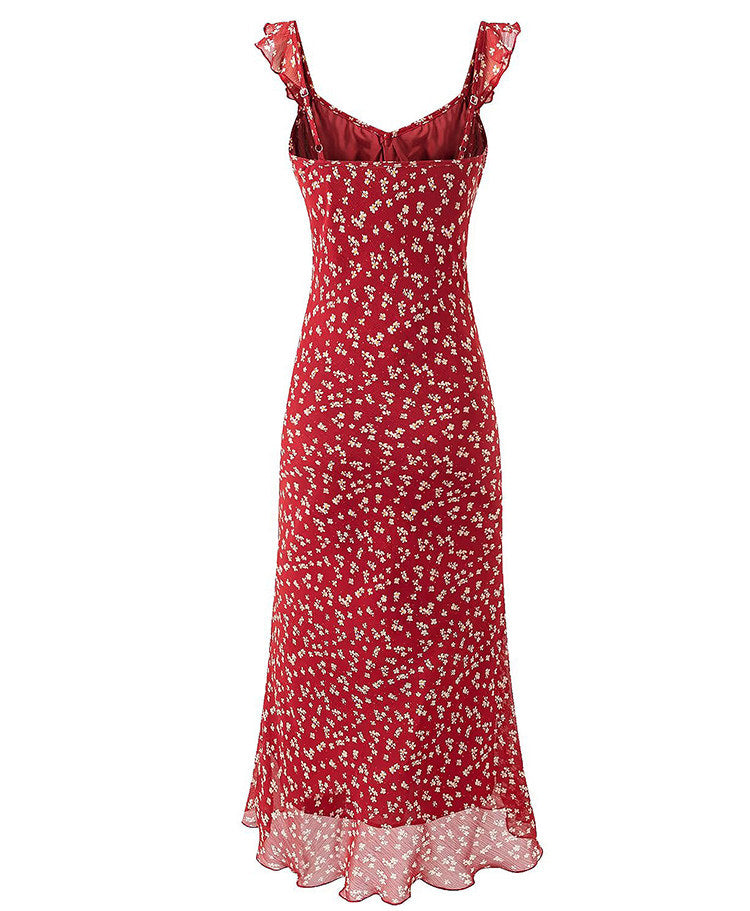 Scarlet Petal Midi Dress