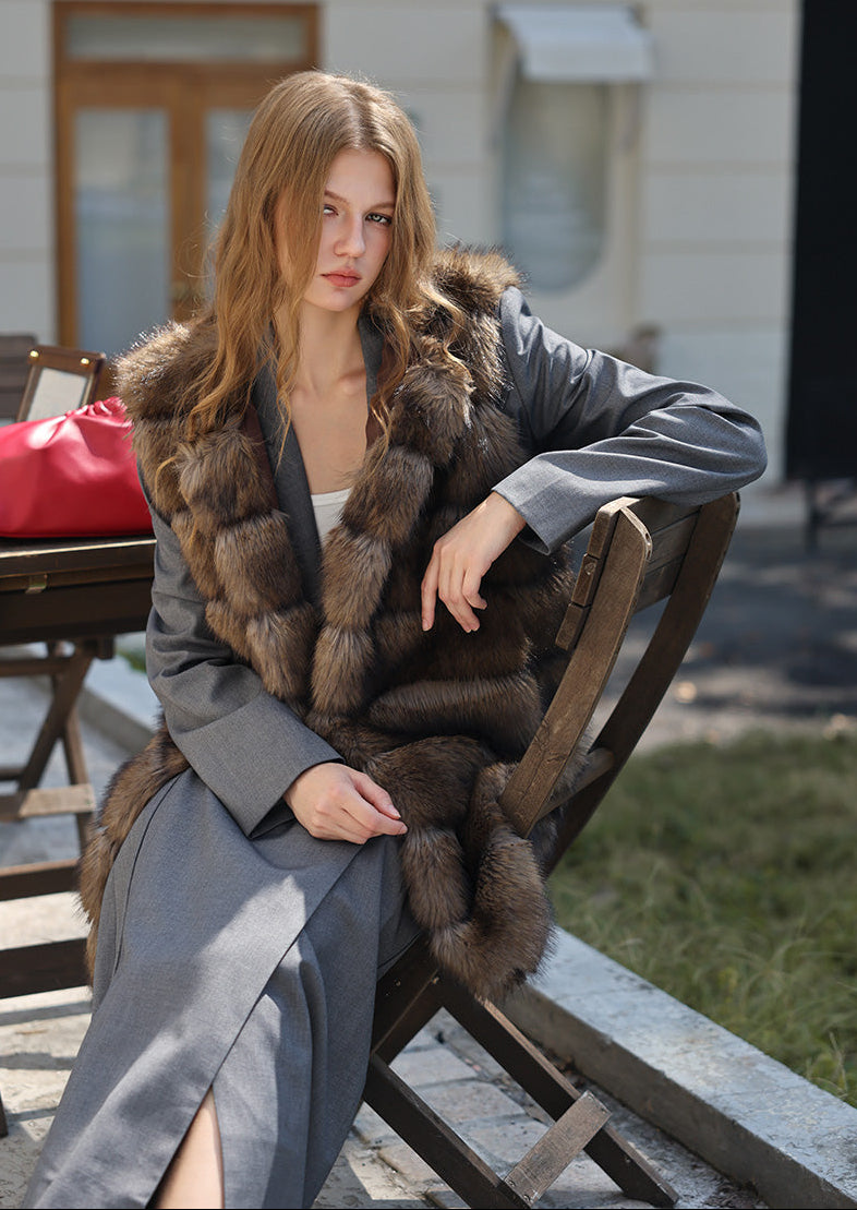 Fur Mid-Length Vest - Tawny