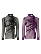 Ruched Sheer Blouse