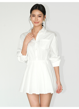 Pleated Shirt Mini Dress