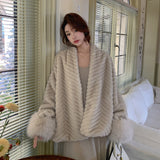 Plush Sleeves Fur Coat - Short