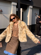 Curly Lapel Fur Jacket