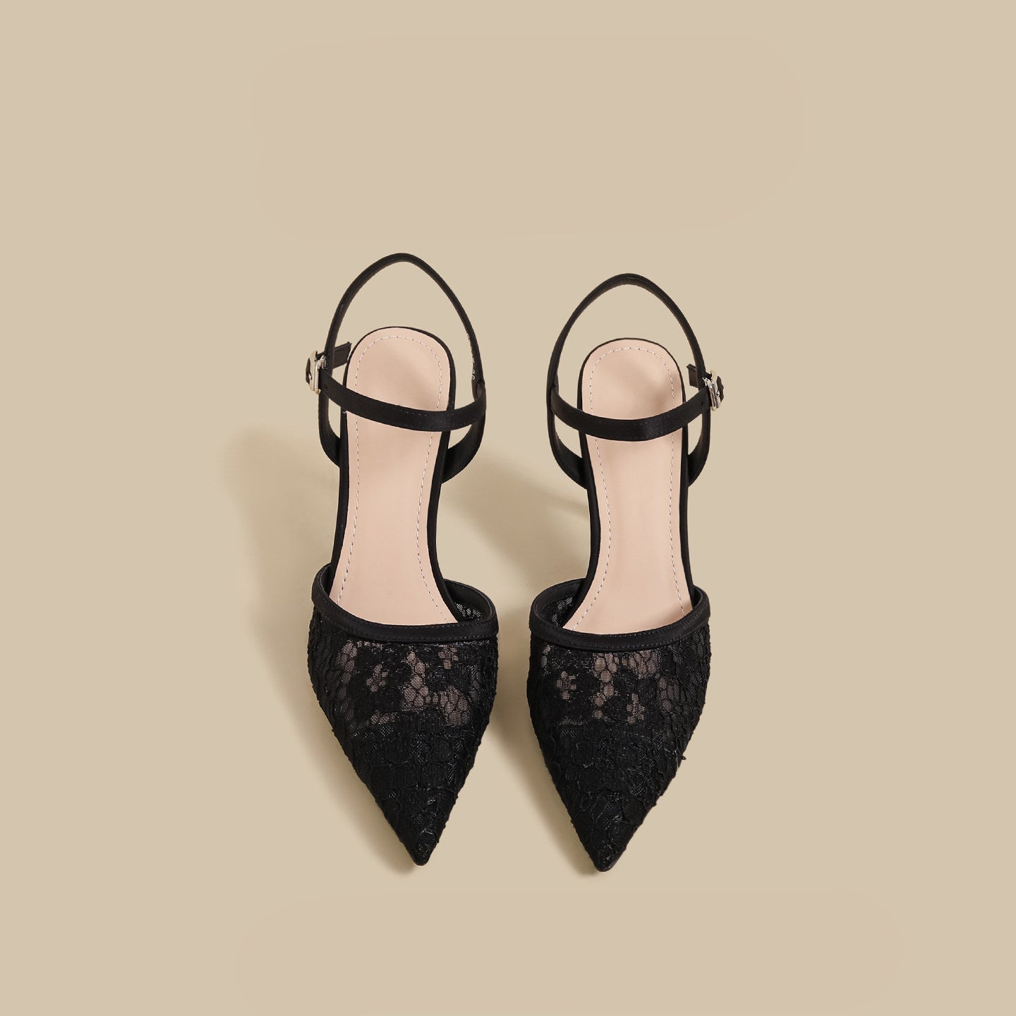 Lace Ankle-Strap Stiletto Heels