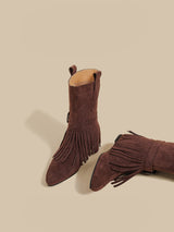 Fringe Suede Mid-Calf Boots