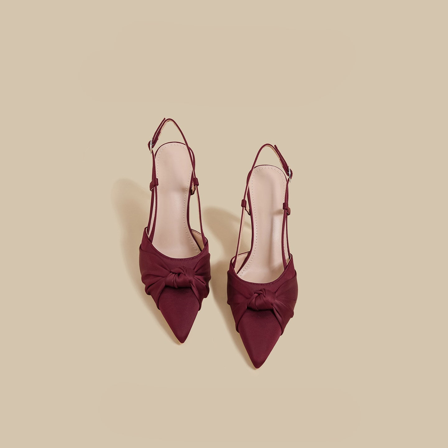 Bow Satin Slingback Heels