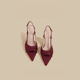 Bow Satin Slingback Heels
