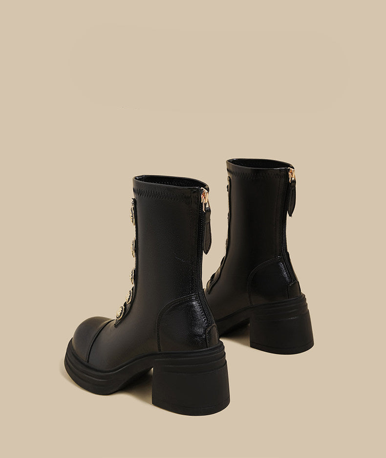 Button-Detail Ankle Boots
