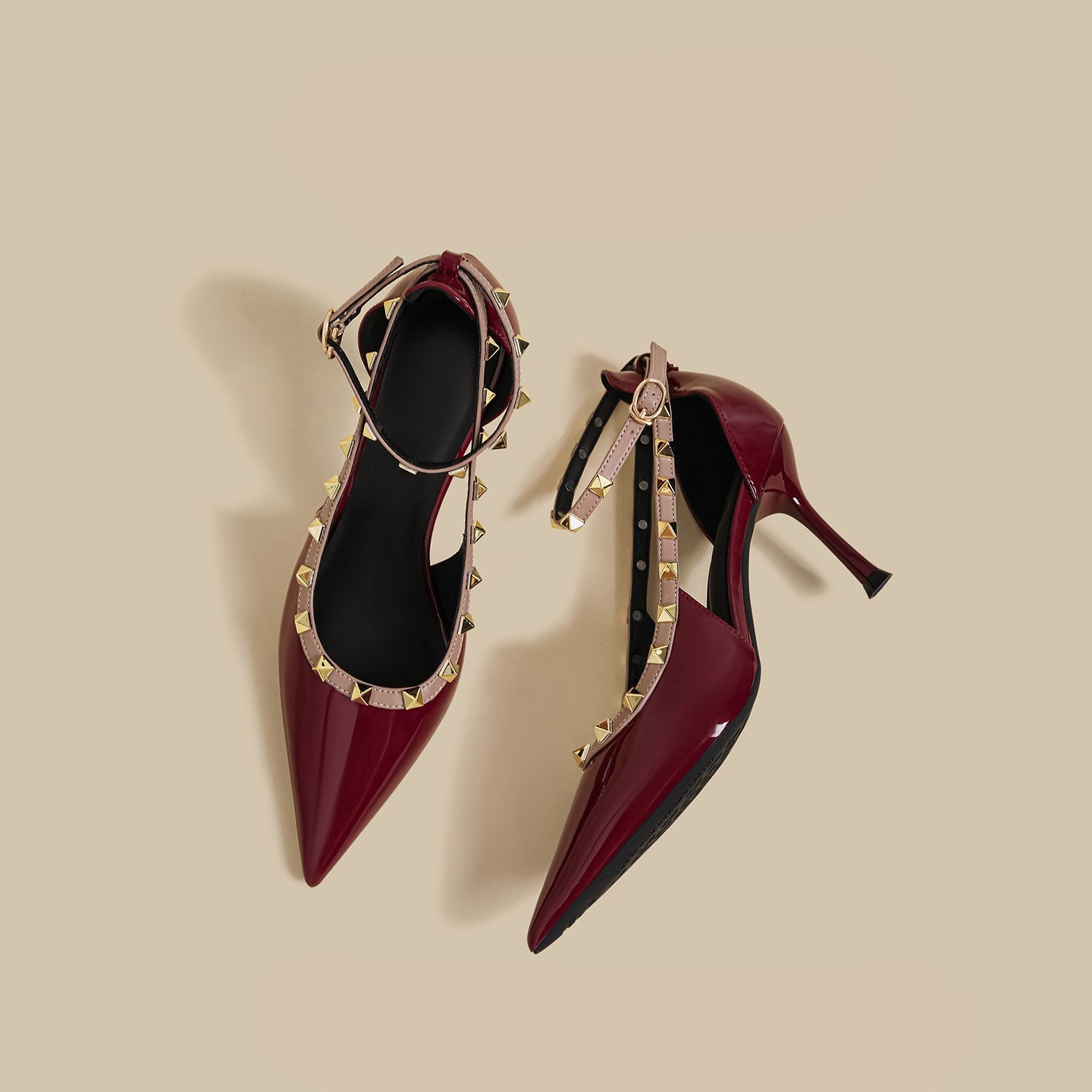 Studded Strap Slingback Heels