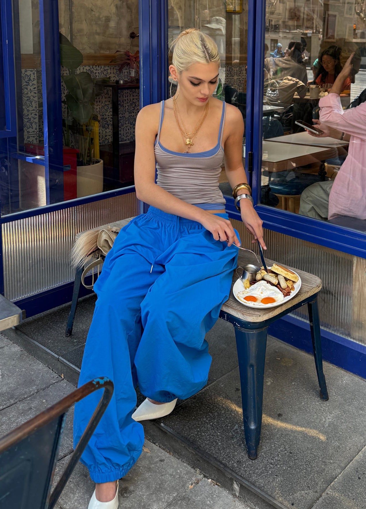 Blue Sports Drawstring Pants