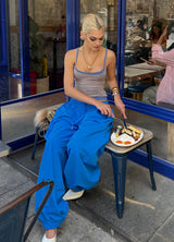 Blue Sports Drawstring Pants