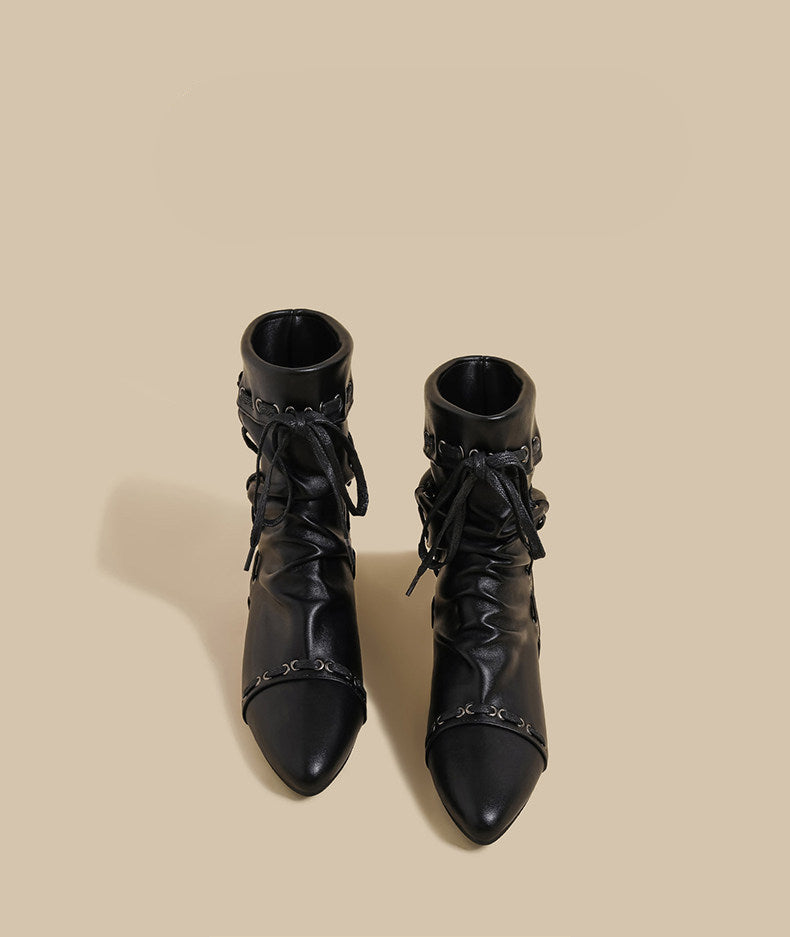 Lace-Trim Ankle Boots