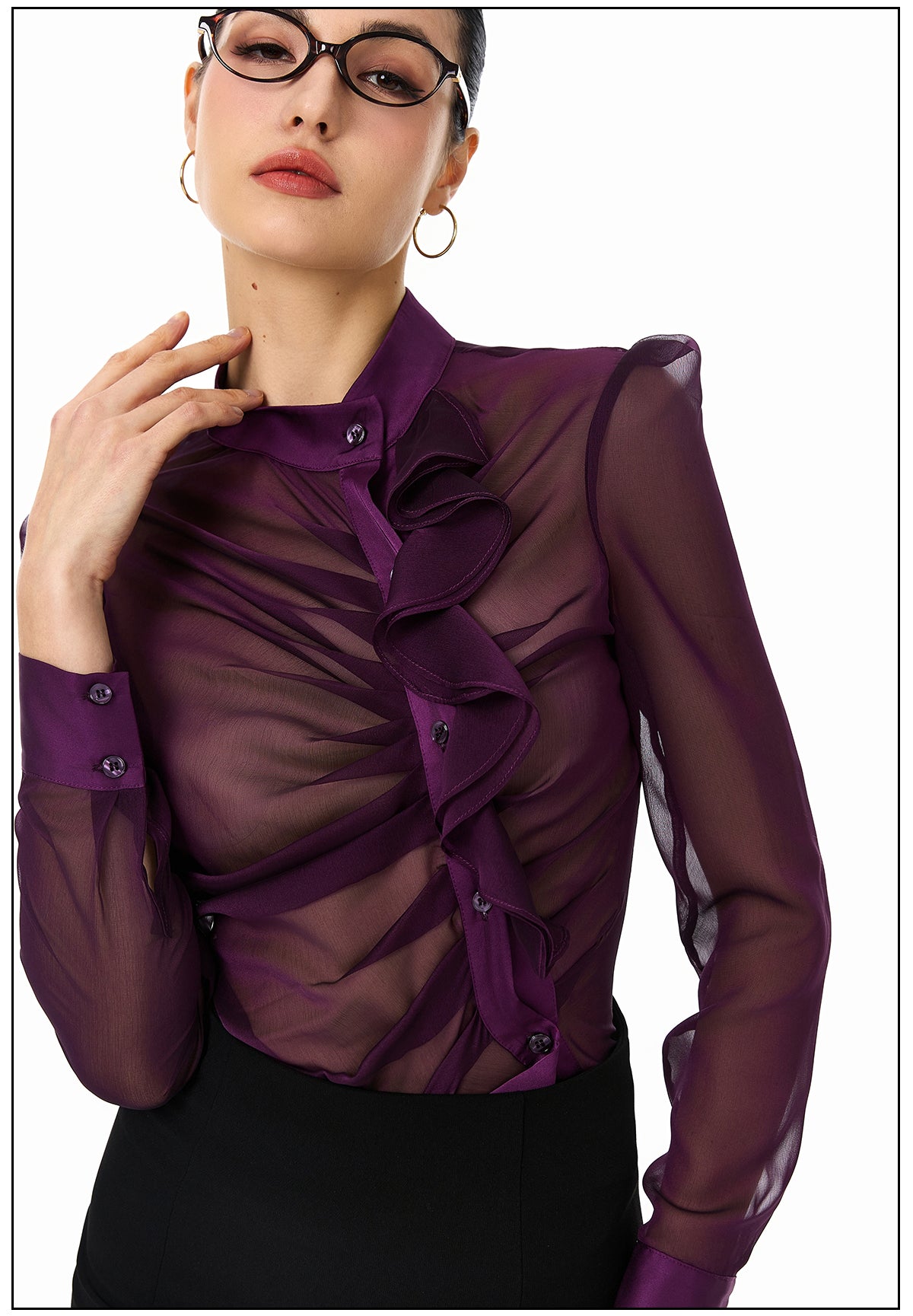 Ruched Sheer Blouse