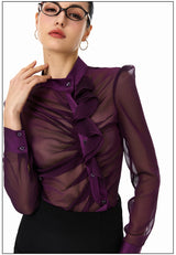 Ruched Sheer Blouse