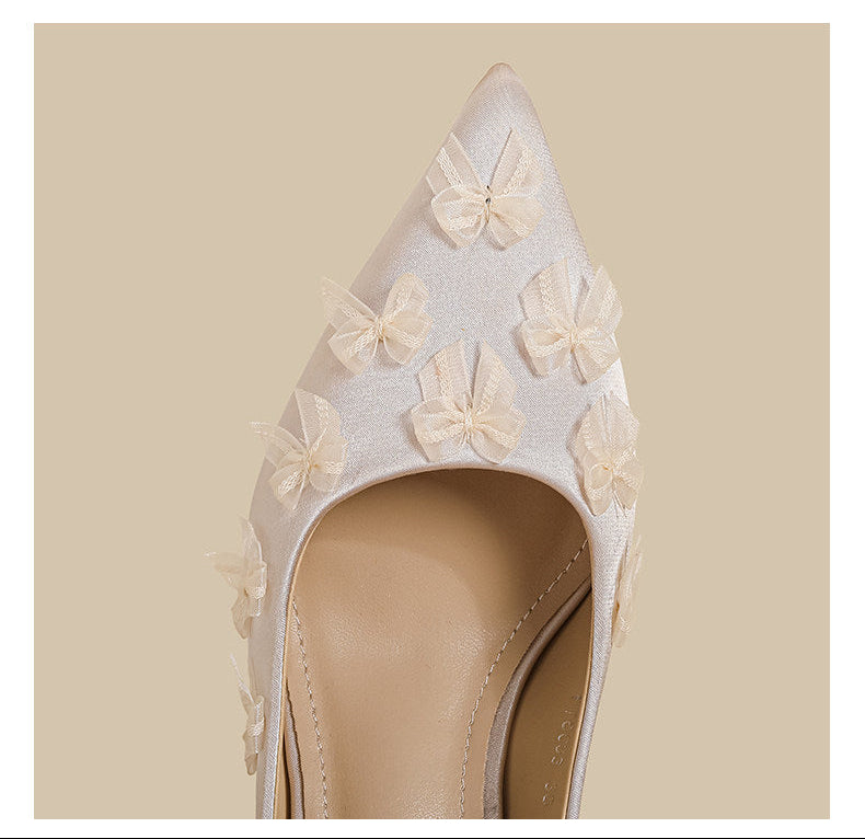 Floral Mesh Slingback Heels