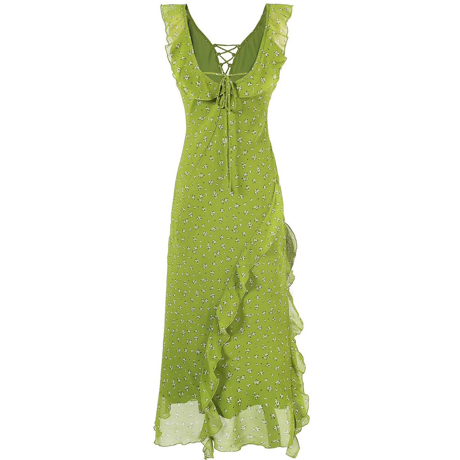Lime Lace-Up Midi Dress