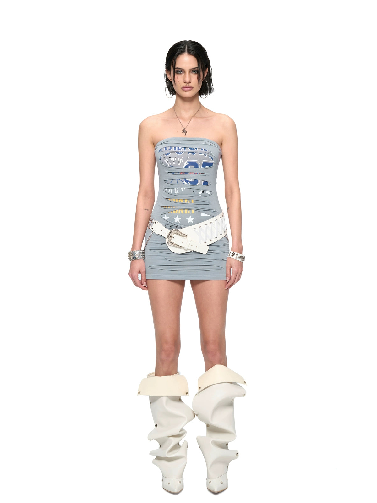 Ripped Logo Tube Dress