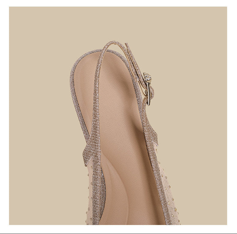 Crystal Mesh Pointed Slingback Heels