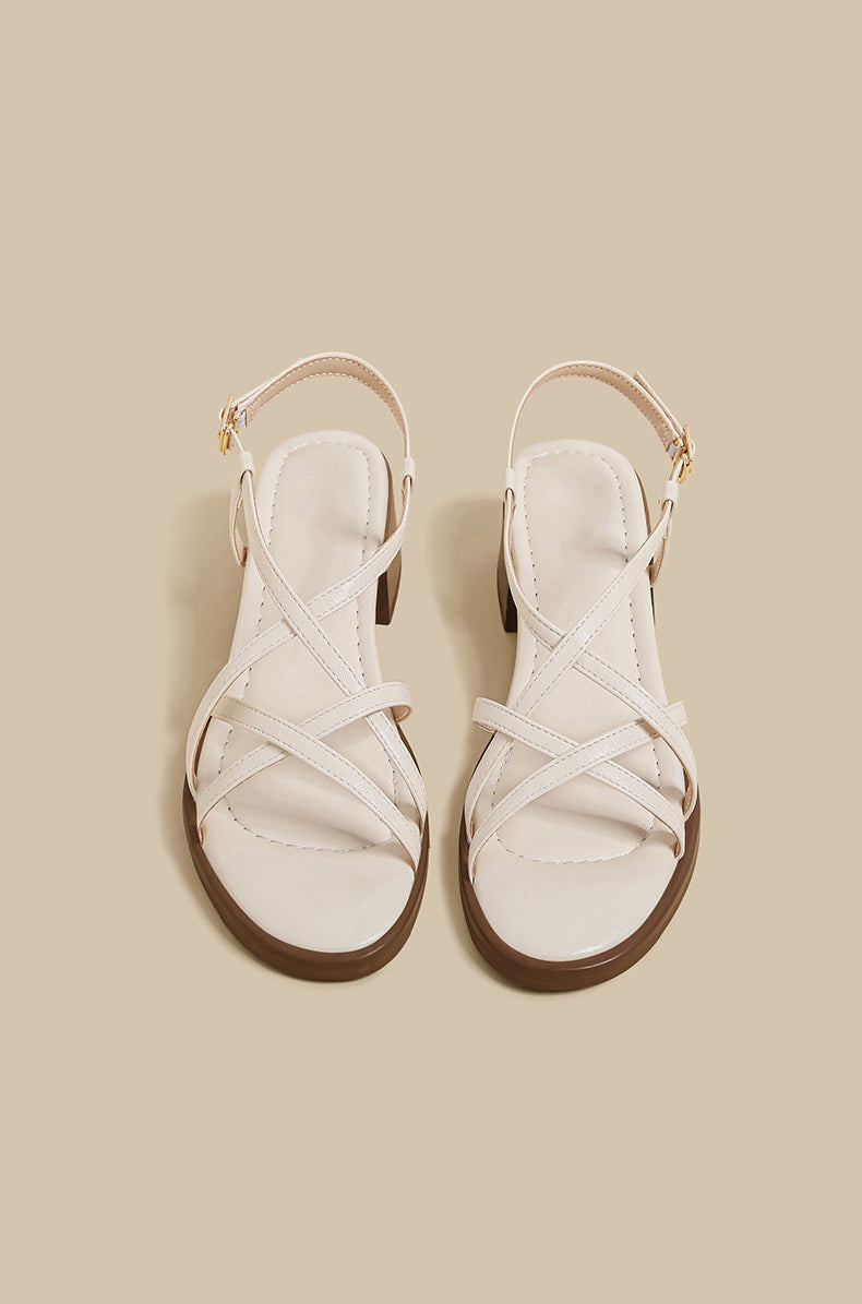 Cross Strap Sandals (White)