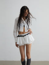 White Ruffled Miniskirt