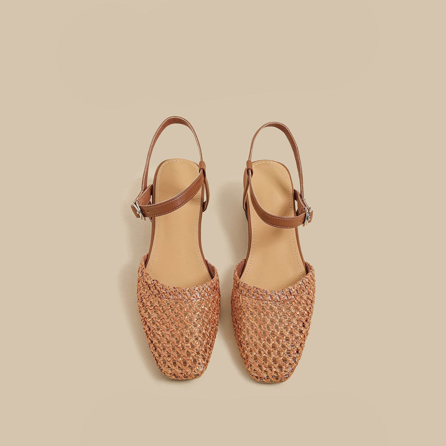 Woven Slingback Flats (Brown)