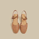 Woven Slingback Flats (Brown)