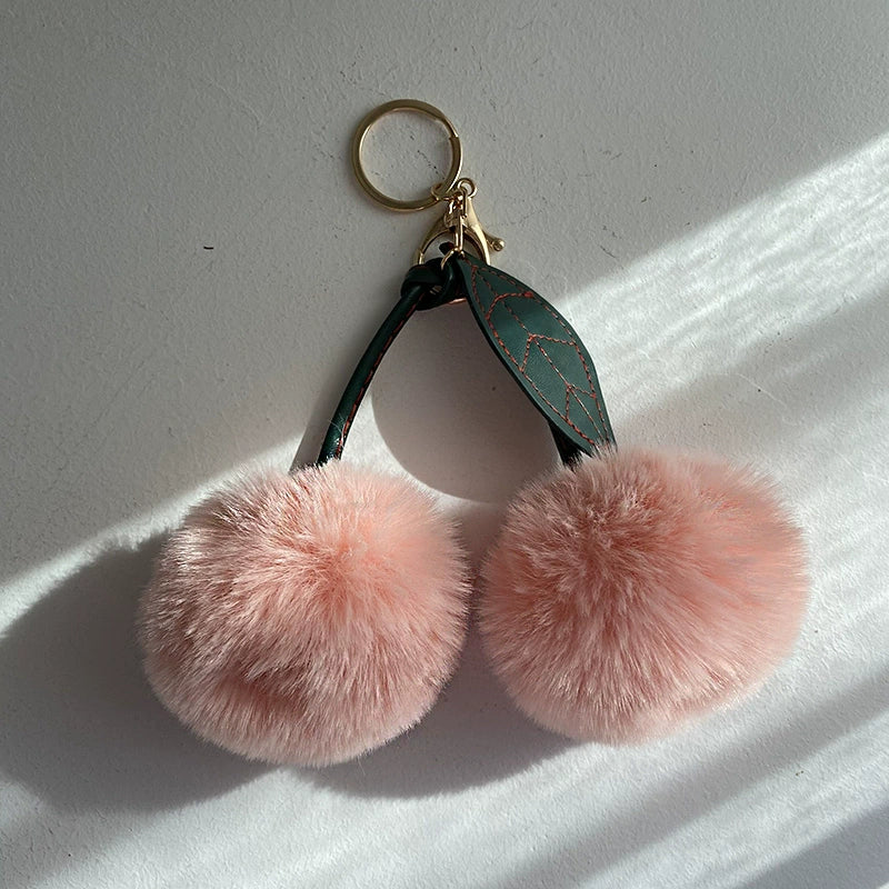 Cherry Pom-Pom Keyring
