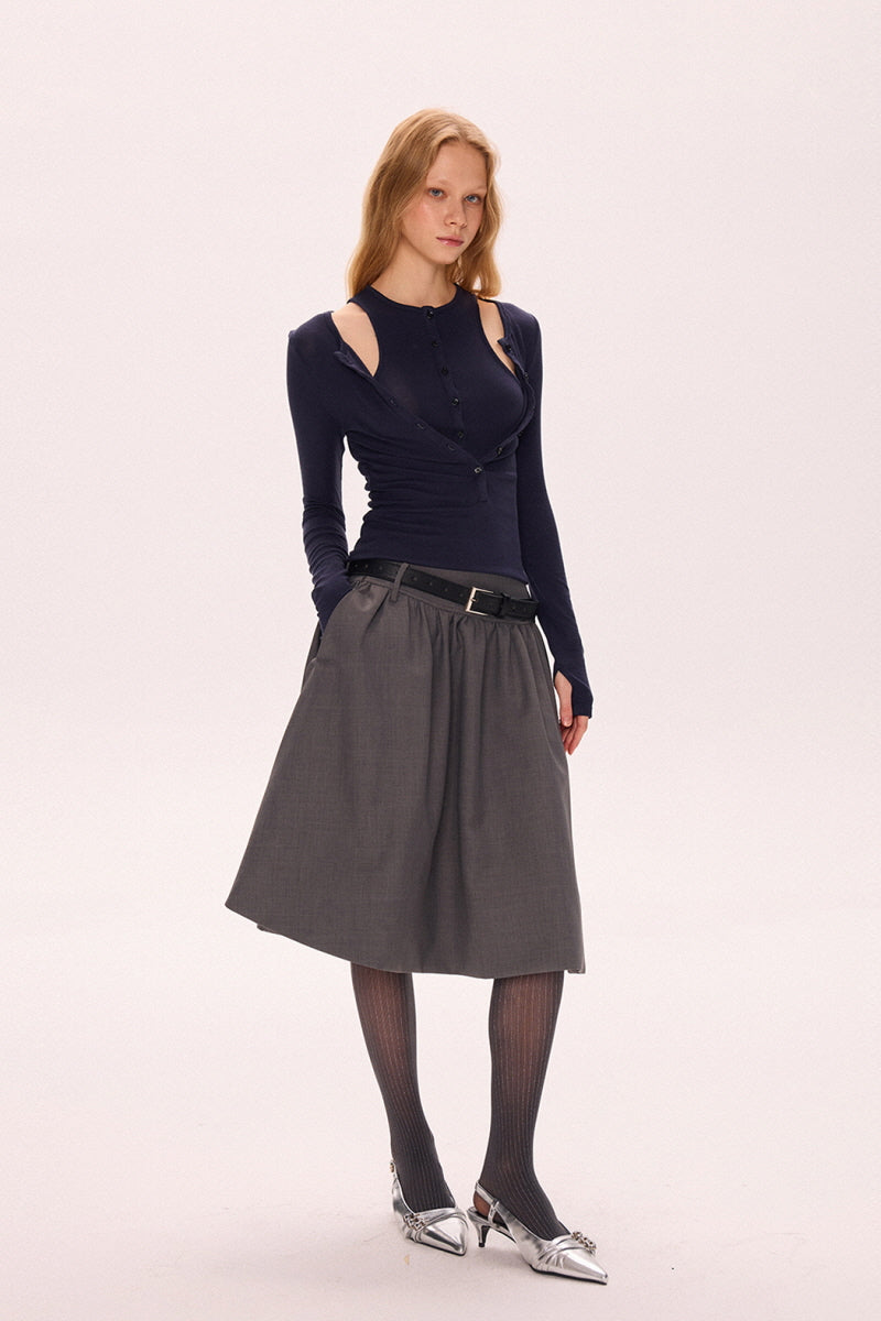 Low-Waist Pleated Skirt
