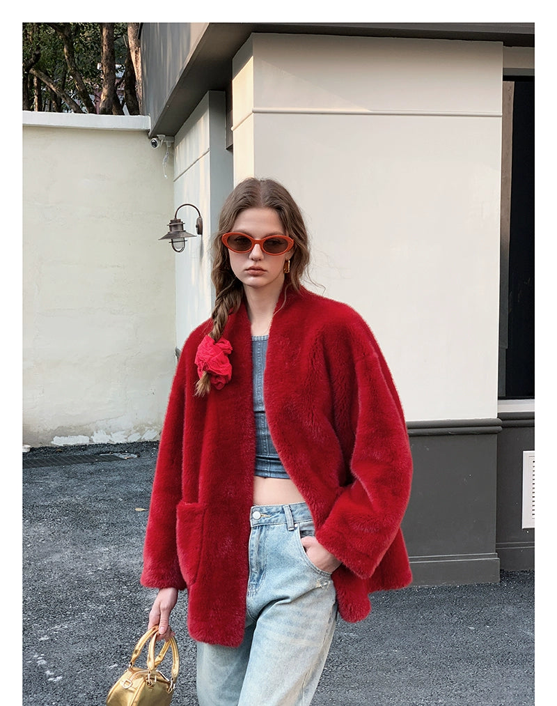 Short Red Fur Coat