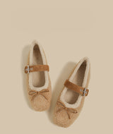 Faux-Fur Mary Jane Flats