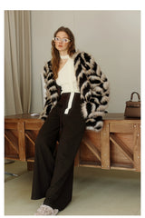 Two-Tone Faux Fur Coat