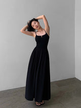 Ruched Bodice Slip Dress - Black